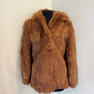 Rabbit fur auburn brown Fur Jacket medium
